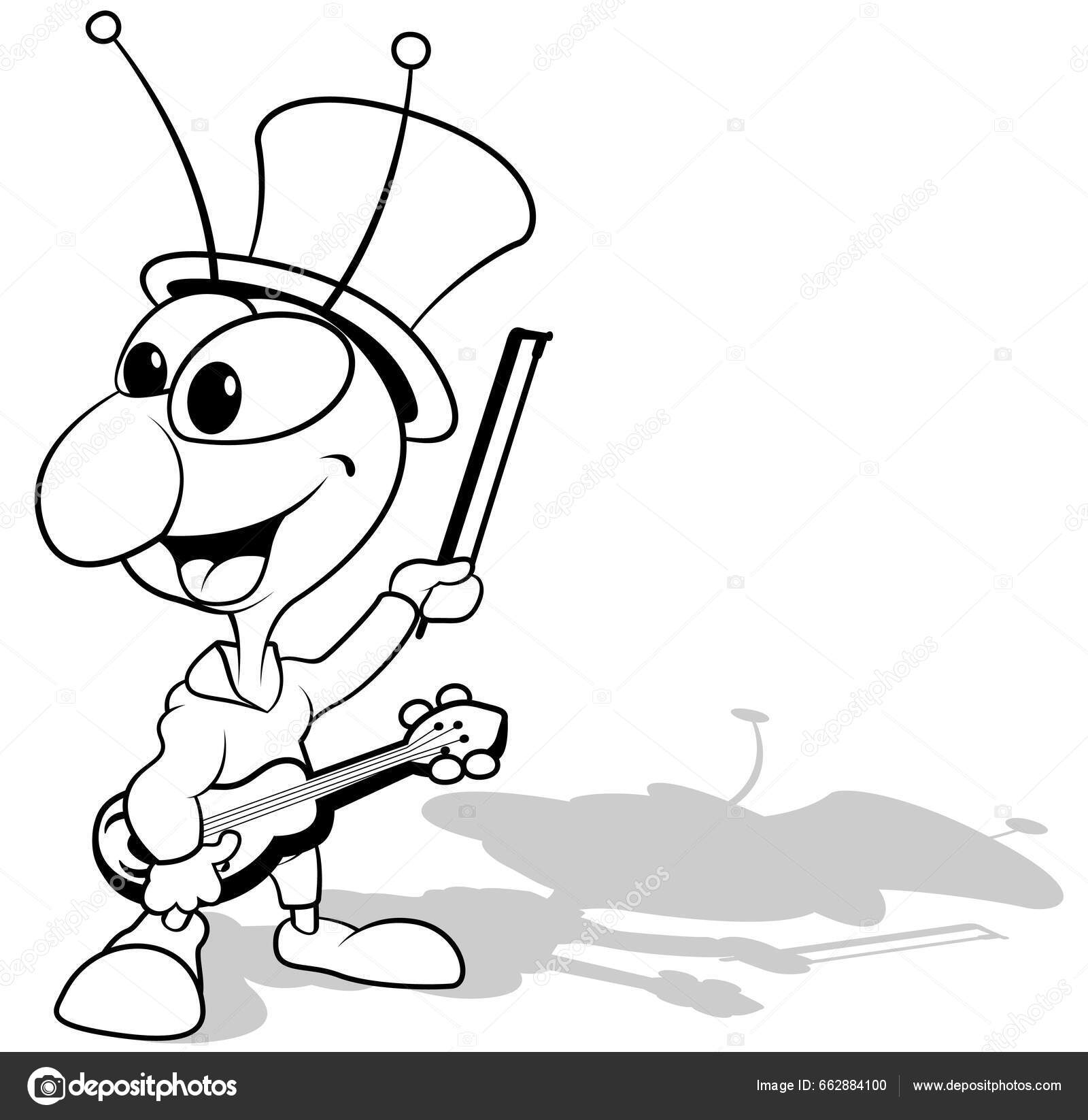 Desenul Unui Cricket Vioară Arc Ilustrație Desene Animate Izolată Fundal  Vectori de stoc ©dero2010 662884100