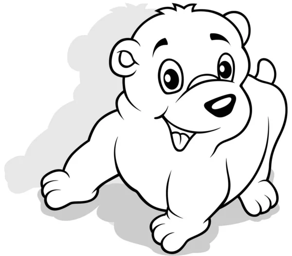 Drawing Polar Bear Cub Smile Cartoon Illustration Isolated White Background — Stock Vector