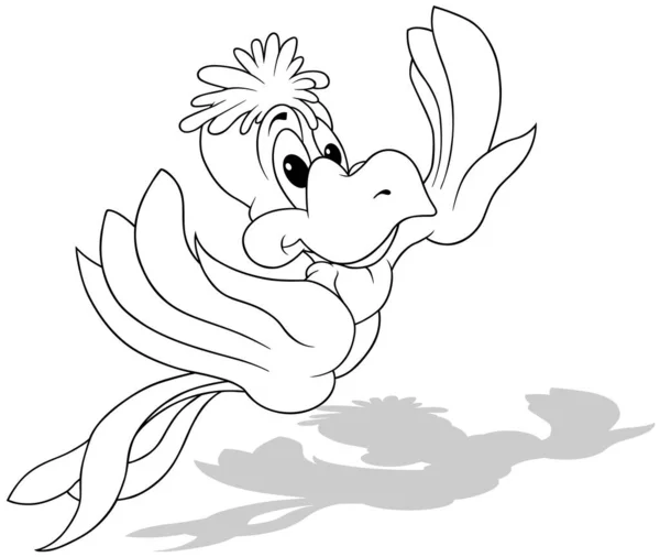 Рисунок Летающего Попугая Протянутыми Крыльями Иллюстрация Мультфильма Изолирована Белом Фоне — стоковый вектор