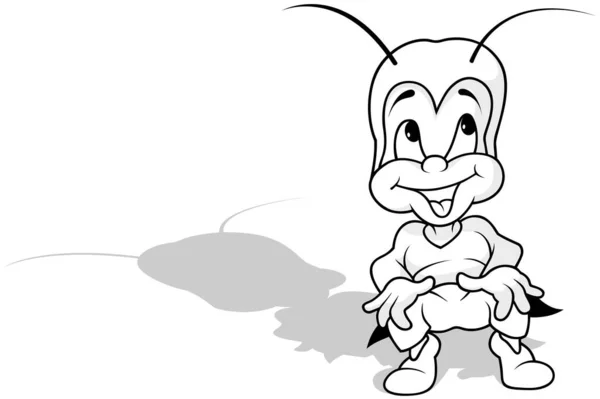 在地面上坐着的蟋蟀的图画 以白色背景为背景的卡通图解 — 图库矢量图片