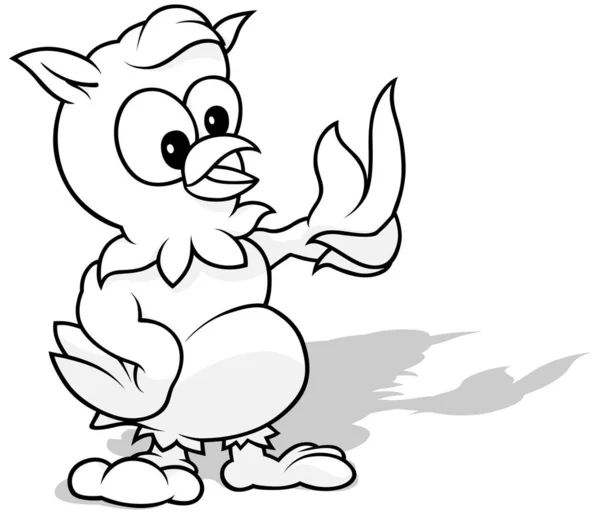 Kresba Sovy Vychýleným Křídlem Karikatura Ilustrace Izolované Bílém Pozadí Vektor — Stockový vektor