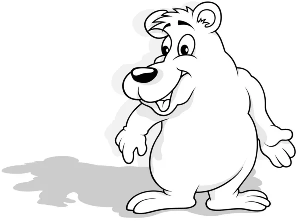Rysunek Stojącego Niedźwiedzia Polarnego Uśmiechniętej Twarzy Ilustracja Kreskówki Izolowana Białym — Wektor stockowy