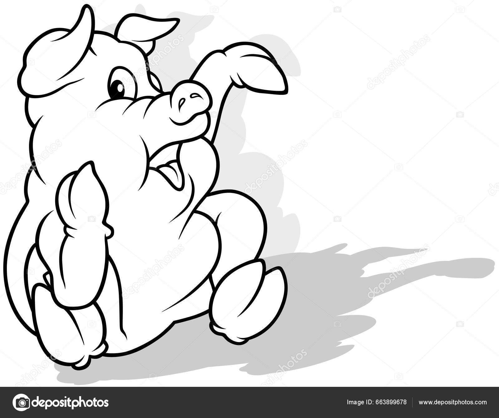 Kresba Roztomilého Prasátka Zvednutou Tlapkou Sedícího Zemi Cartoon  Illustration Isolated Stock Vector by ©dero2010 663899678