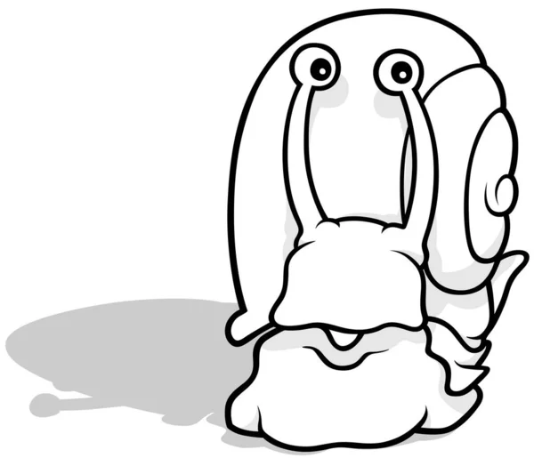 Drawing Funny Snail Front View Cartoon Illustration Isolated White Background — 스톡 벡터
