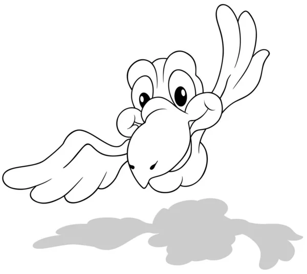 Σχέδιο Ιπτάμενου Παπαγάλου Από Την Μπροστινή Όψη Cartoon Illustration Απομονωμένο — Διανυσματικό Αρχείο