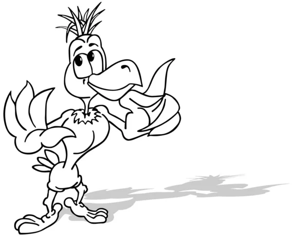 Rysunek Zabawnej Papugi Piórem Głowie Ilustracja Kreskówek Izolowana Białym Tle — Wektor stockowy
