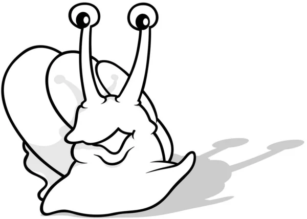 Drawing Cheful Snail Front View Cartoon Illustration Isolated White Background — стоковий вектор