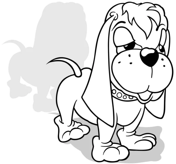 Ritning Bedårande Hund Med Långa Öron Tecknad Illustration Isolerad Vit — Stock vektor