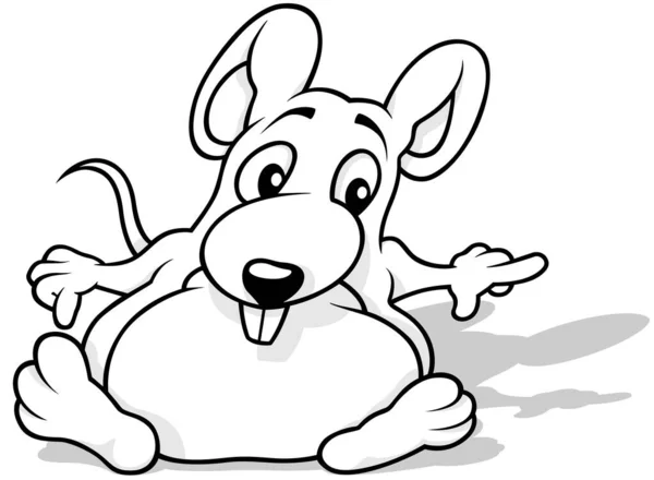 Drawing Funny Mouse Sitting Ground Cartoon Illustration Isolated White Background — 스톡 벡터