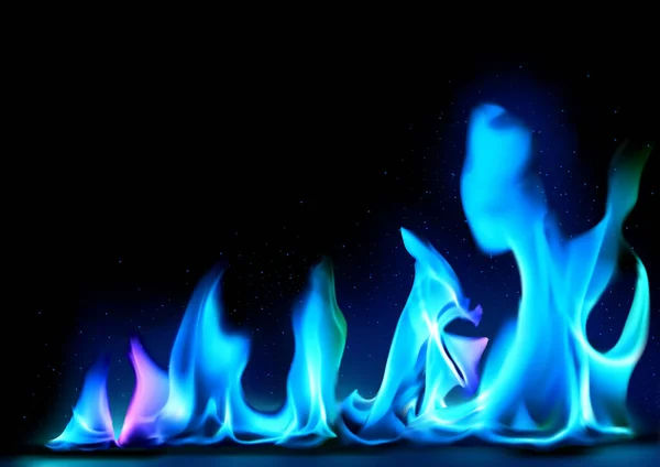 Blauwe Abstracte Vlammen Met Vonken Achtergrond Met Gedetailleerde Illustratie Vector — Stockvector