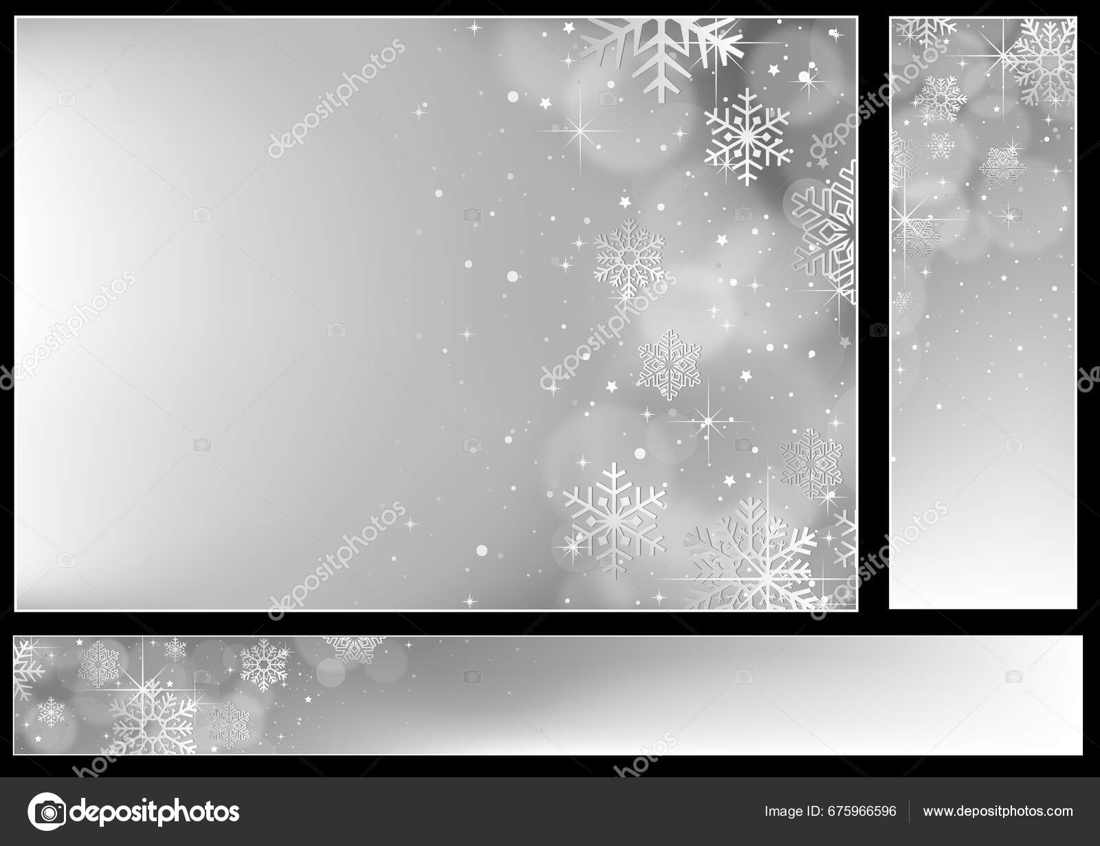Abstract Christmas Backgrounds Silver Snowflakes Defocused Light Effects  Set Format Stock Vector by ©dero2010 675966596