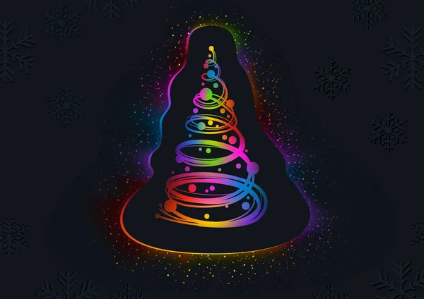 Christmas Abstract Background Rainbow Christmas Tree Light Effects Colorful Illustration — Stock Vector