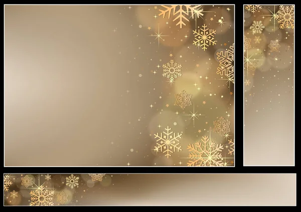 Fond Noël Abstrait Avec Flocons Neige Dorés Effets Lumière Déconcentrés — Image vectorielle