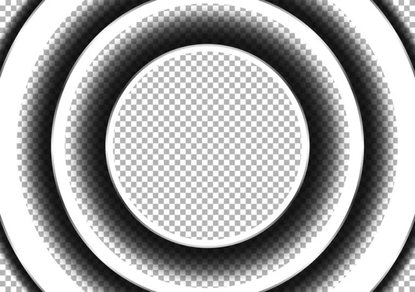 サーキュラーシェッドエフェクトシミュレーションレイヤリング チェッカーパターン背景のダークシャドウ ベクターイラスト — ストックベクタ