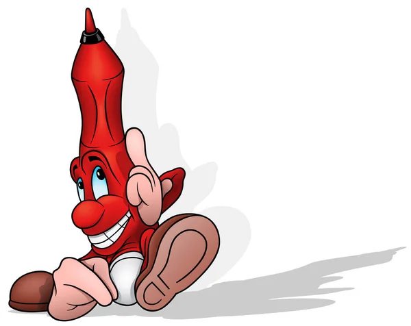 Sentado Red Felt Tip Pen Apontando Dedo Para Cima Ilustração Ilustrações De Stock Royalty-Free