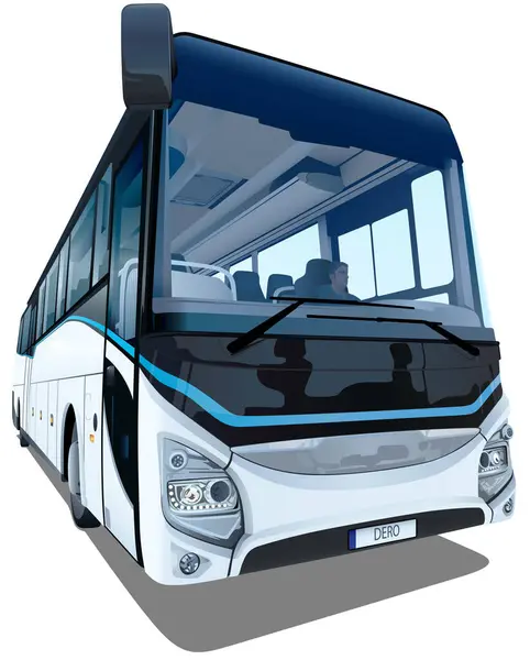 Autobus Miejski Widokiem Przodu Kolorowa Ilustracja Izolowana Białym Tle Wektor — Wektor stockowy