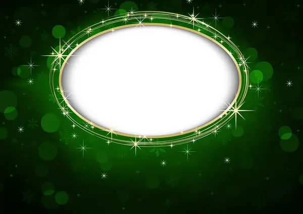 Green Defocused Christmas Background Snowflakes Oval Shape Sparkling Effect Colorful — Stock Vector
