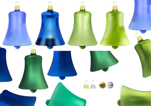 一套形状为铃铛的圣诞装饰品 作为设计师和插图画家的集合 没有动机的彩色插图 — 图库矢量图片