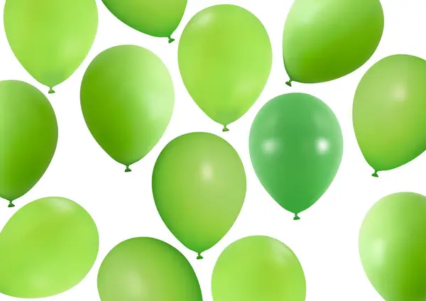 Ensemble Ballons Verts Partie Dans Différentes Positions Vues Illustration Colorée — Image vectorielle