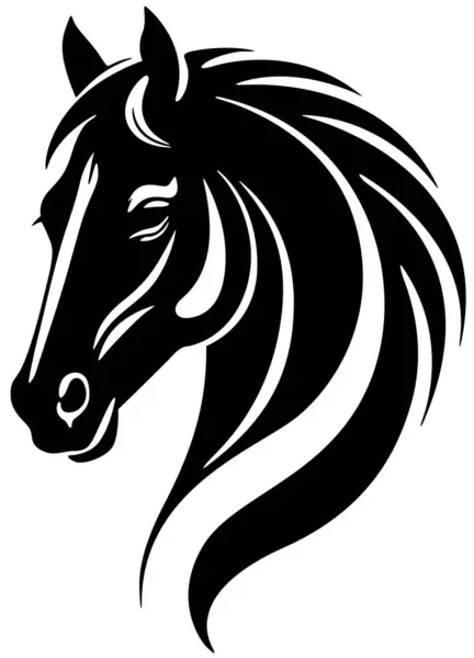 Horse Head Logo Black Illustration Textile Printing Tattoo Isolated White Stock Vektory