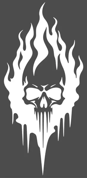 Logotyp Brännande Liemannen Med Flammor Svart Eller Vit Illustration Isolerad — Stock vektor