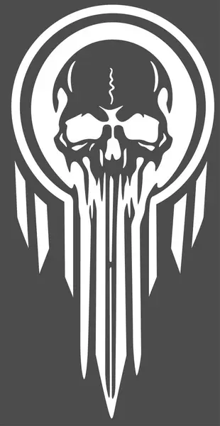 Logo Grim Reaper Con Decorazione Illustrazione Bianco Nero Isolata Sfondo Illustrazione Stock