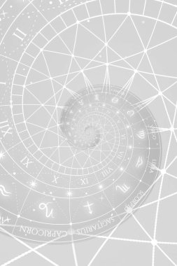 Burç işaretli ve sembollü astrolojik altyapı - beyaz