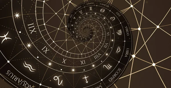 Astrologie Alchimie Signe Illustration Fond Noir — Photo