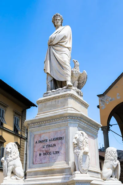 Estátua Dante Alighieri Florença Região Toscana Itália Com Incrível Fundo — Fotografia de Stock