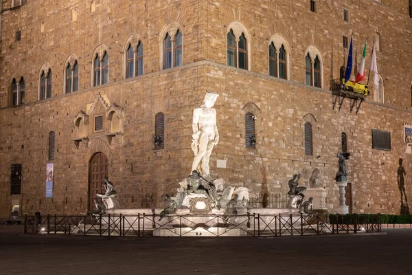 Florence Italië Circa Juni 2021 Architectuur Nachts Verlicht Piazza Della — Stockfoto