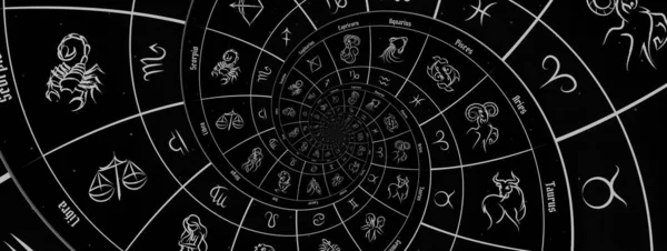 Fondo Astrológico Con Signos Del Zodíaco Símbolo Negro —  Fotos de Stock