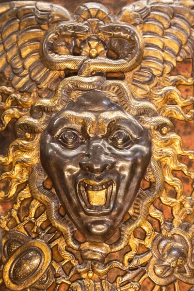 Potwór Meduzy Twarz Gorgona Gotycki Symbol Zła Wężami Włosach — Zdjęcie stockowe