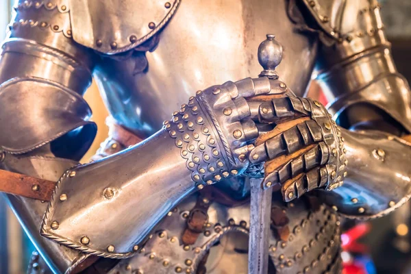 Detail Der Ritterrüstung Aus Dem Mittelalter Jahrhundert Konzept Für Sicherheit — Stockfoto