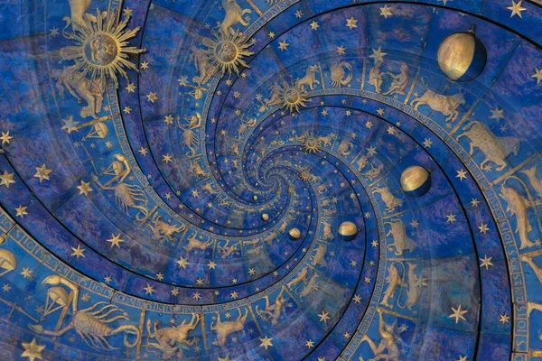 Burç Işaretli Sembollü Astrolojik Arkaplan Mavi — Stok fotoğraf