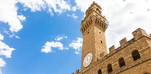 Florencia Italia Torre Del Antiguo Palacio Llamado Palazzo Vecchio Con — Foto de Stock
