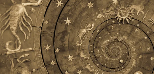 Mistisizm Astroloji Fantezi Üzerine Soyut Eski Kavramsal Geçmiş Siyah — Stok fotoğraf