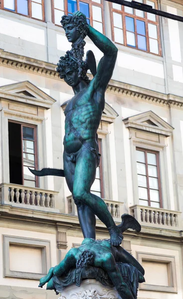 Florence Italië Perseus Met Het Hoofd Van Medusa Bronzen Sculptuur — Stockfoto