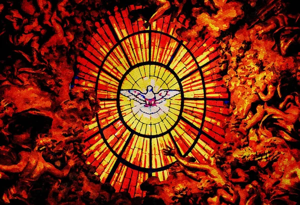 愛と希望の聖霊のシンボルの創造的なイラスト キリスト教 天の概念 — ストック写真