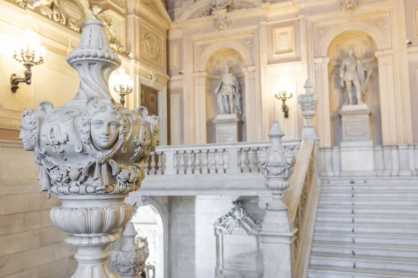 意大利都灵 2022年1月 皇家宫入口 豪华典雅大理石楼梯 — 图库照片