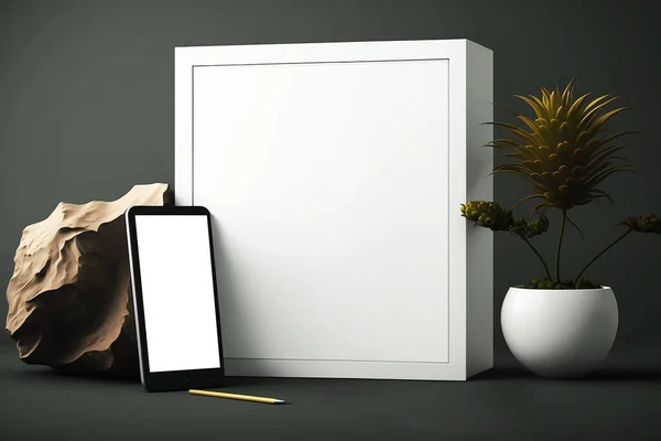 智能手机模拟图像 屏幕上空白的白色手机 — 图库照片