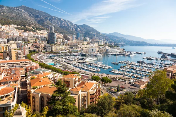 Монте Карло Серпень 2022 Панорамний Вид Міста Порт Монако Небо — стокове фото