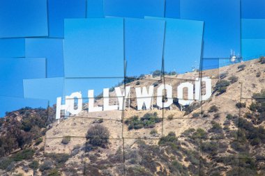 Creative picture of Hollywood sign in Los Angeles - landmark photo image