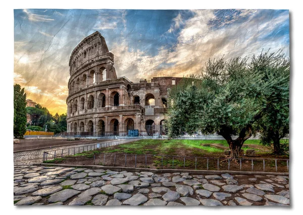 Italy Rome Sunset Colosseum Most Famous Roman Landmark Sightseeing — Stock fotografie