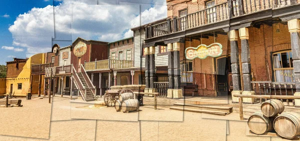 Creative Picture Wild West Village Old Buildings Saloon — Stockfoto