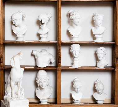 Possagno, Italy - August 2022: Antonio Canova collection. Classical sculptures in white marble located in his native house