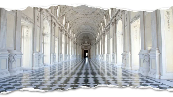 Δημιουργική Εικόνα Της Γκαλερί Reggia Venaria Reale Ιταλία Πολυτελή Μάρμαρα — Φωτογραφία Αρχείου