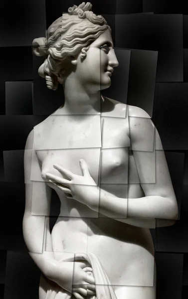 Kreatív Kép Vénusz Szoborról Klasszikus Görög Szobor Fiatal Gyönyörű Nőkről — Stock Fotó