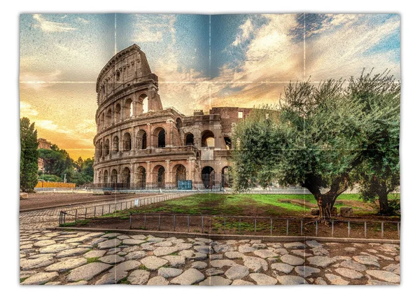 Italy Rome Sunset Colosseum Most Famous Roman Landmark Sightseeing — Stock fotografie