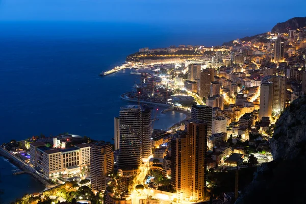 Panorama Monte Carlo Illuminé Nuit Paysage Urbain Avec Architecture Luxe — Photo
