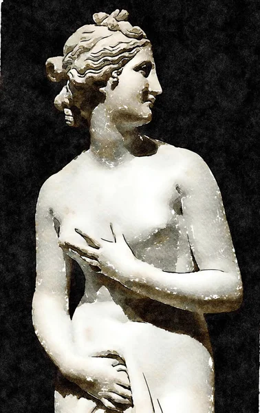 ヴィーナス像の創造的なイラスト 若い美しい女性の古典的なギリシャの像 — ストック写真